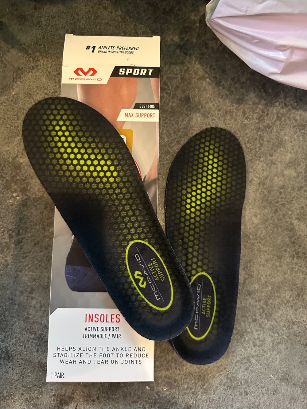 McDavid Men’s Black and Green Sport Insoles – Active Support